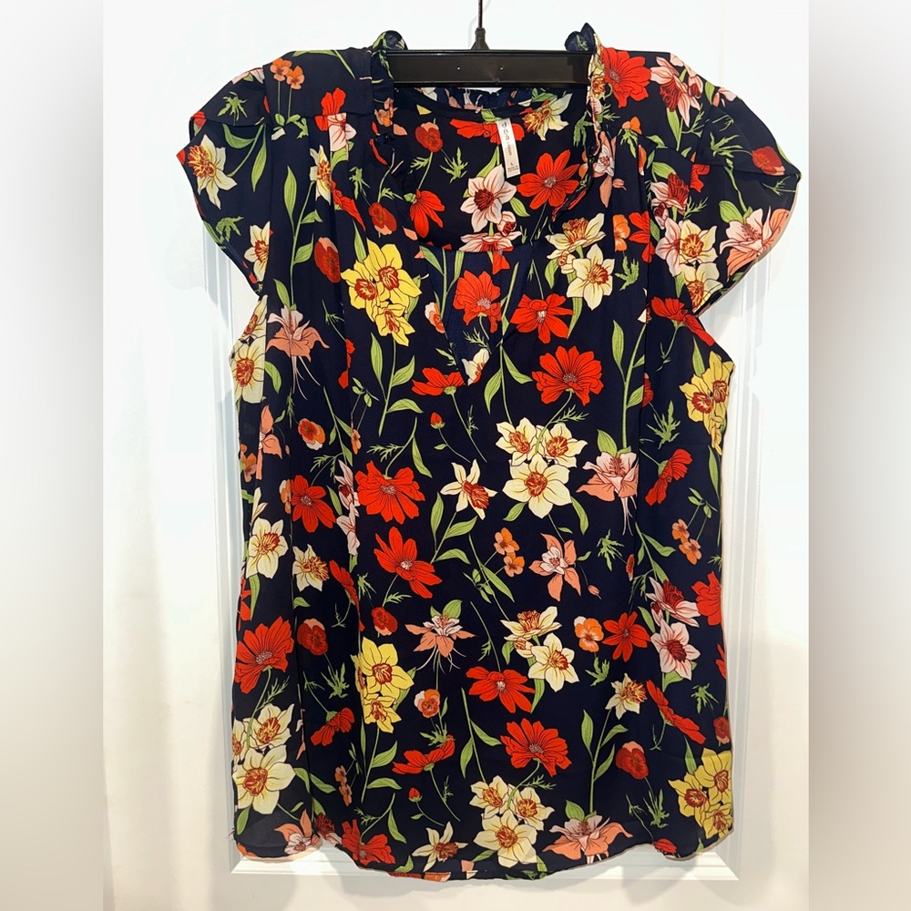 DNA Couture Black Floral Blouse